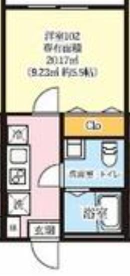 スカイヒルズSASAGE(1K/1階)の間取り写真