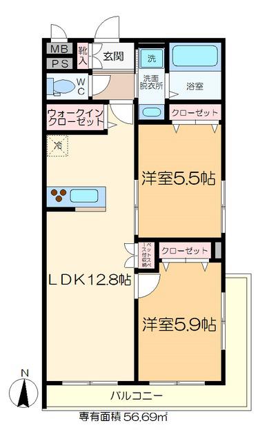 AUBERGE ENN A(2LDK/4階)の間取り写真
