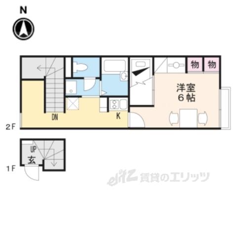 レオパレス伏見Ⅲ(1K/2階)の間取り写真