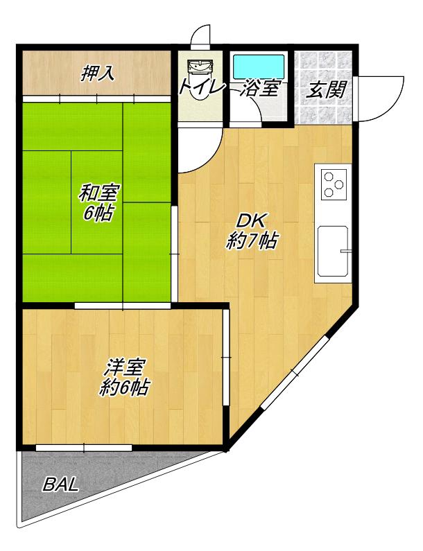 丸完ビル(2DK/2階)の間取り写真