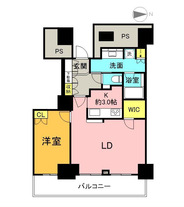 ザ・熊本タワー(1LDK/3階)の間取り写真