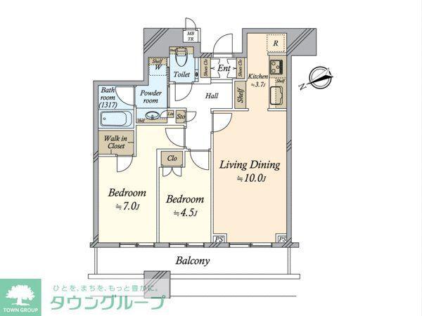 BRILLIA TOWERS目黒サウスレジデンス(2LDK/24階)の間取り写真