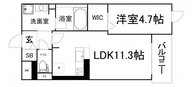 ビオトープ味原町(1LDK/4階)の間取り写真