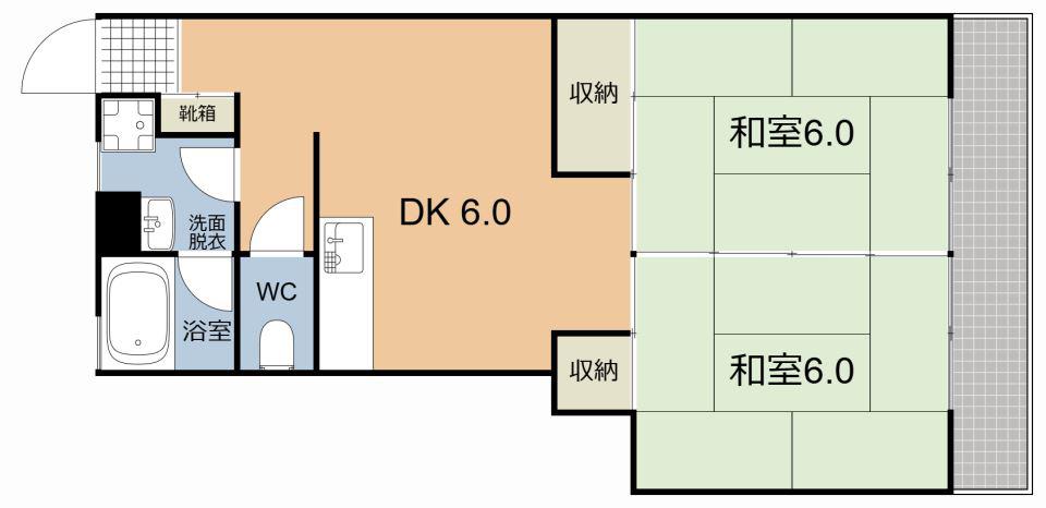 レジデンス平田(2DK/3階)の間取り写真