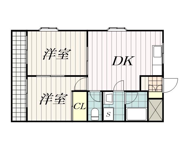 Fコート東千葉(2DK/2階)の間取り写真
