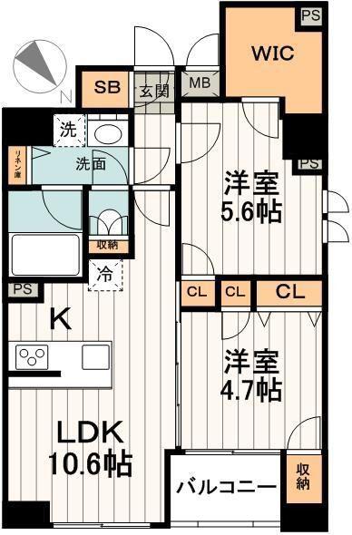 リヴシティ文京春日(2LDK/8階)の間取り写真
