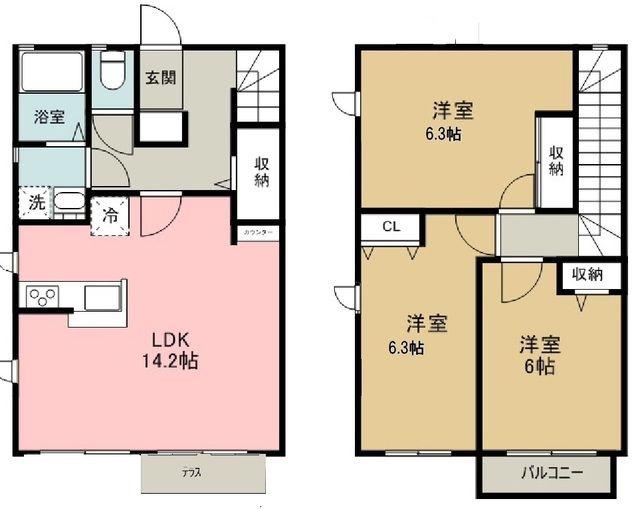 サウスソシア(3LDK/1階)の間取り写真