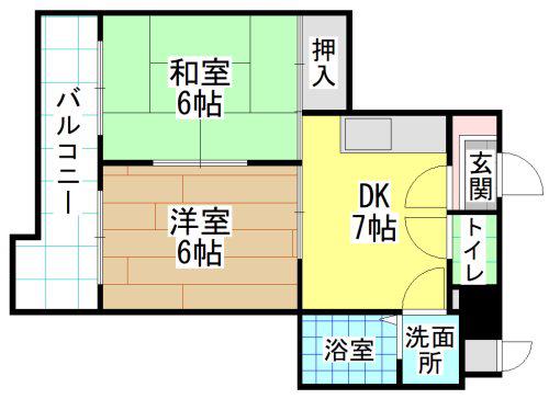ヴィレッジ皆好園(2DK/3階)の間取り写真