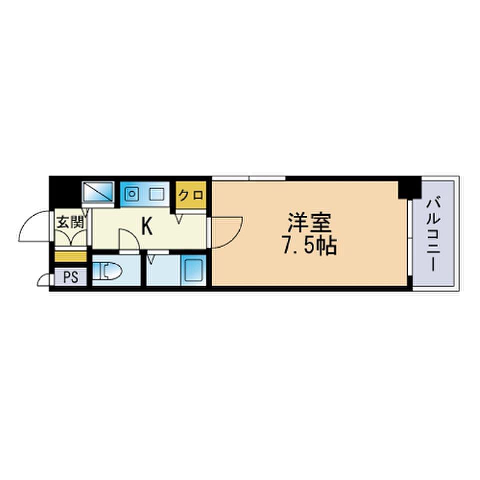 ステイツ西新オレンジ通(1K/6階)の間取り写真
