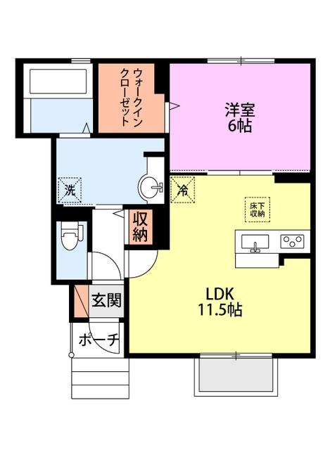 リヤンII(1LDK/1階)の間取り写真
