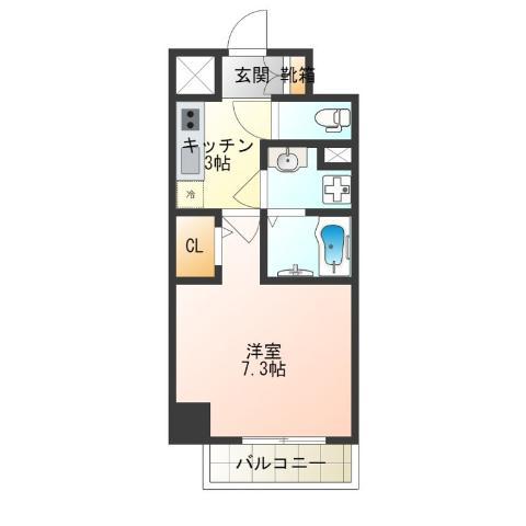 クリム岸里(1K/4階)の間取り写真