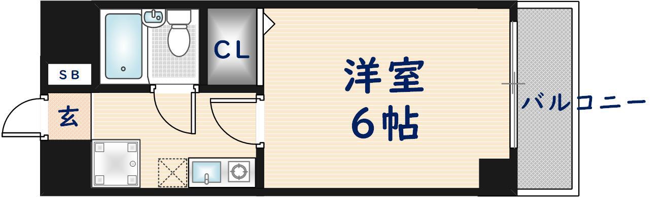 ルヴェール光陽(1K/6階)の間取り写真