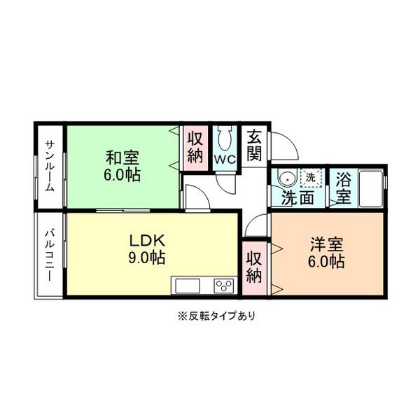 たんぽぽコーポ藤木A棟(2LDK/1階)の間取り写真