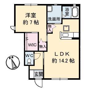 シャーメゾン霧ヶ峰 A棟(1LDK/1階)の間取り写真