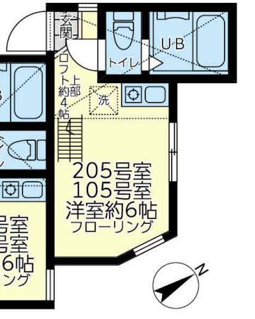 ユナイト三ッ沢ラグジュアリ-(ワンルーム/2階)の間取り写真