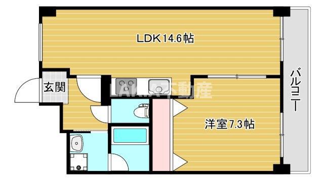 ドルチェ ヴィータ 都島(1LDK/6階)の間取り写真