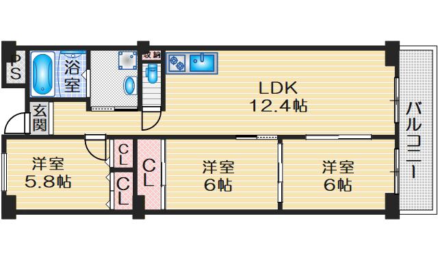 メゾンドールI(3LDK/4階)の間取り写真