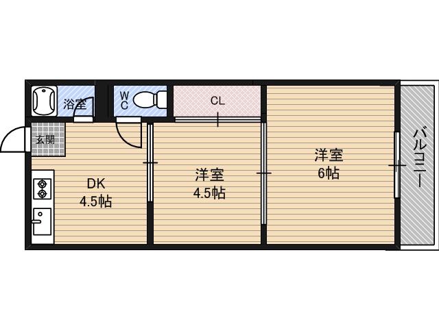 千成ハイツ A棟(2DK/1階)の間取り写真