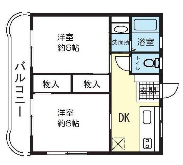 コーポ緑が浜(2DK/1階)の間取り写真