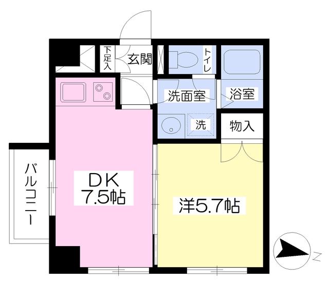 オーキッドフラッツ中目黒(1DK/3階)の間取り写真
