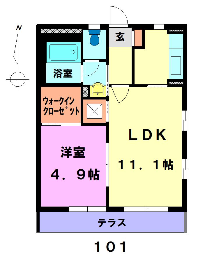 メルクマール(1LDK/1階)の間取り写真