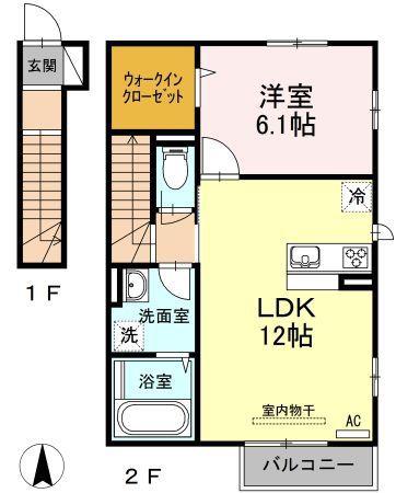アゼリア上鷺(1LDK/2階)の間取り写真