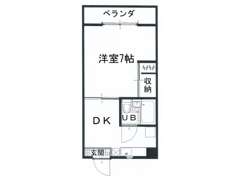綿蒔ハイツ1号地(1K/2階)の間取り写真