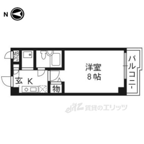 パラドール西院PART1405(1K/4階)の間取り写真