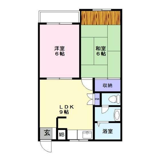 スリーエス龍田(2LDK/2階)の間取り写真