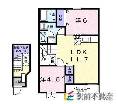 サニーコート六田I(2LDK/2階)の間取り写真