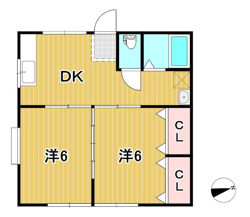 アーバンハイツ(2DK/2階)の間取り写真