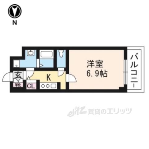 エスライズ京都河原町(1K/7階)の間取り写真