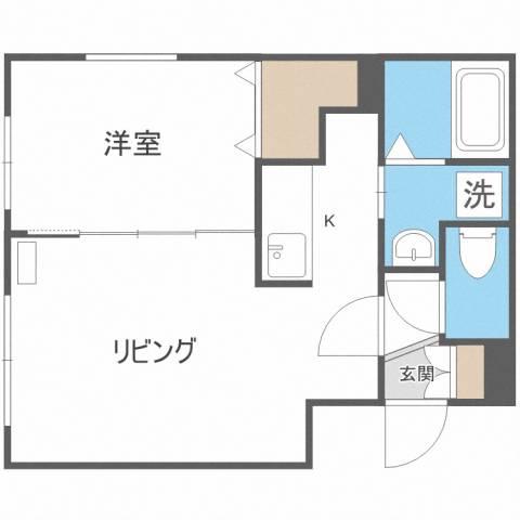 セレナーデ北円山(1LDK/4階)の間取り写真