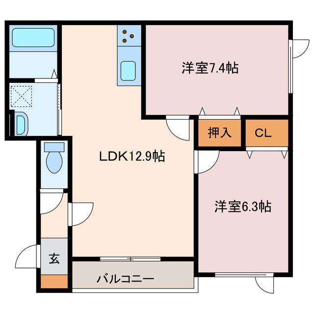 NOAH GRACE(2LDK/1階)の間取り写真