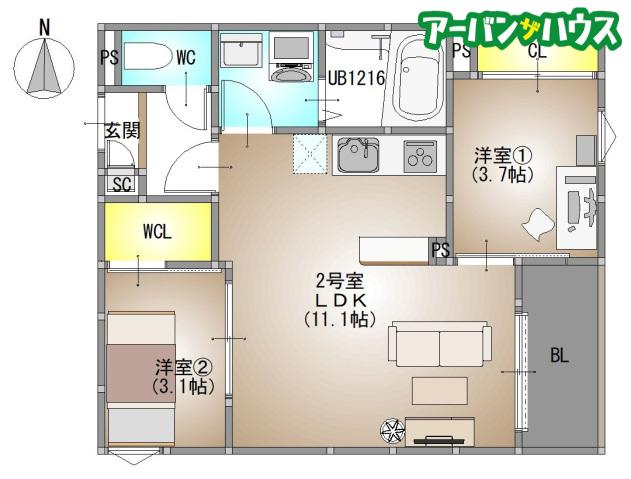 REGALEST PLUS(2LDK/1階)の間取り写真