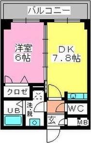 ベイシック大名(1DK/7階)の間取り写真