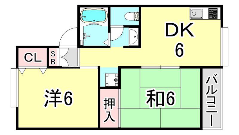 セジュール日野II(2DK/2階)の間取り写真