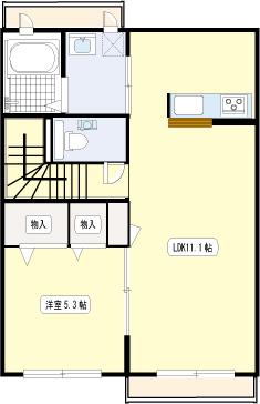 武蔵野ロイヤルハイツ(1LDK/2階)の間取り写真