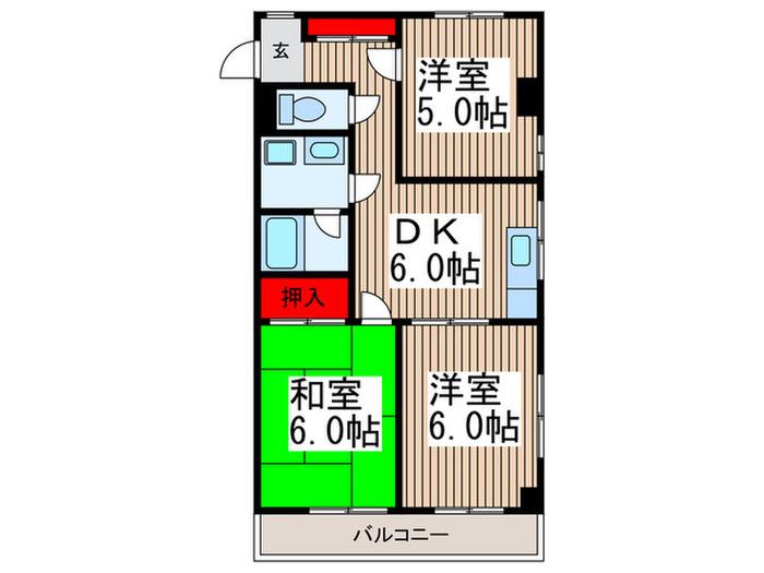 ニューグリーンステイ(3DK/3階)の間取り写真