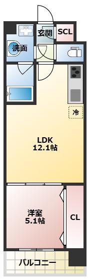 スプランディッド梅田グランノース(1LDK/10階)の間取り写真
