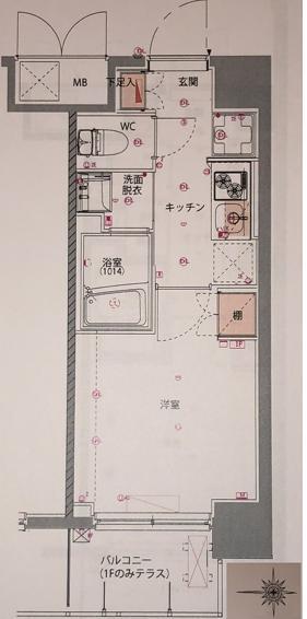 ハーモニーレジデンス武蔵小杉(1K/3階)の間取り写真