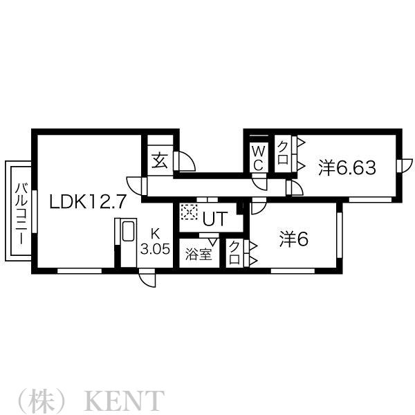 ビッグブリッヂ発寒(2LDK/4階)の間取り写真