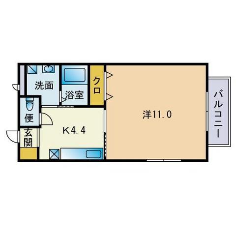 アムールVIEW(1K/2階)の間取り写真
