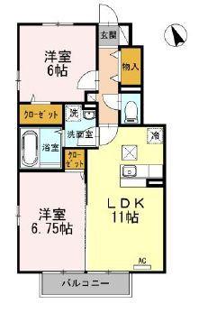 パークアベニューII(2LDK/1階)の間取り写真
