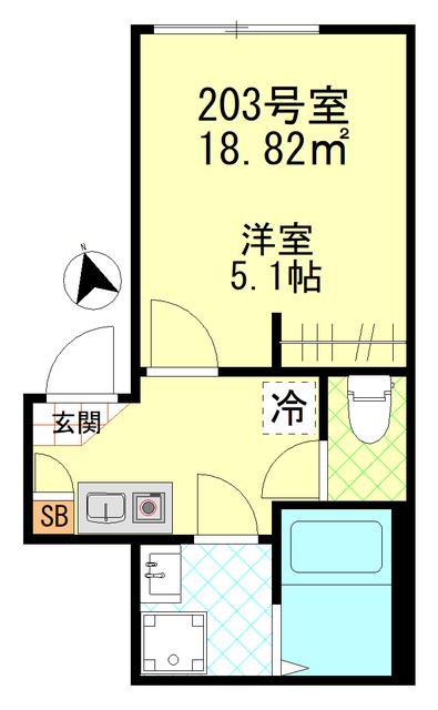 松島9世帯(1K/2階)の間取り写真