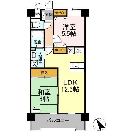 ル・ド・ソレイユ菰野(2LDK/2階)の間取り写真