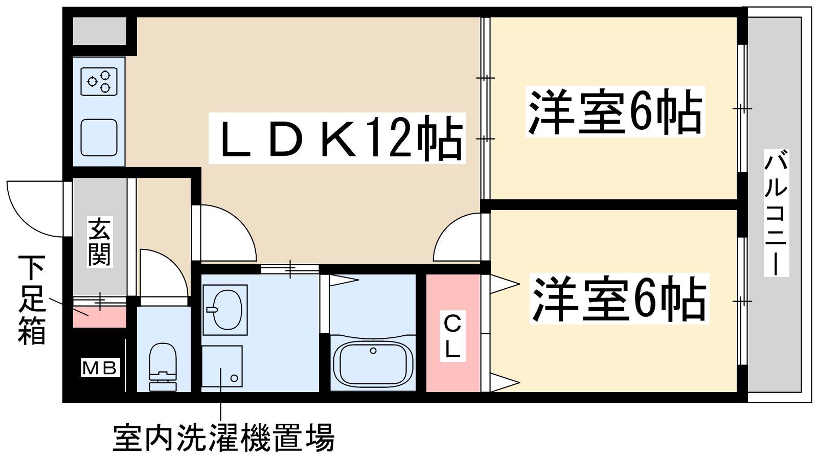 日大ロイヤル西中島(2LDK/7階)の間取り写真