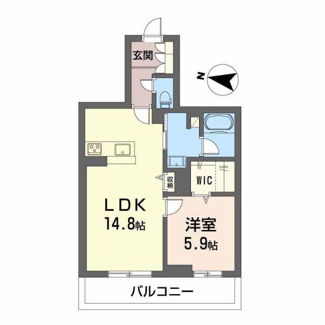 BEREOさくら坂(1LDK/2階)の間取り写真