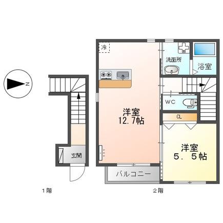 バーラム(1LDK/1階)の間取り写真