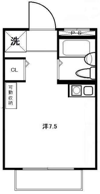ハイツツカサ(ワンルーム/2階)の間取り写真